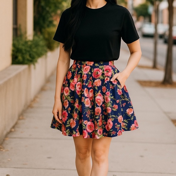 Formal Pleated Floral Mini Skirt with Crinoline Underlay Size 4 - Picture 1 of 6